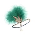 thumbnail image 4 of Diadema estilo flapper, diadema de plumas, disfraz temático de los años 20, accesorio para el cabello, tocado para actuaciones en escenario, cócteles Verde Salvador Tocado de aleta, 4 of 10
