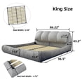 thumbnail image 2 of King Size Upholstered Platform Bed with Oversized Padded Backrest, Thickening Pinewood Slats and Solid Wood Legs for Kids Teens Adults, No Box Spring Needed, Gray, 2 of 9