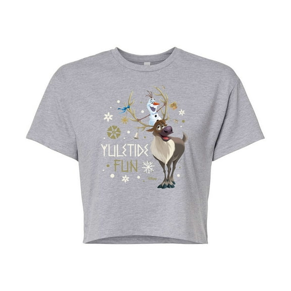 Frozen 2 - Yuletide Fun  - Juniors Cropped Cotton Blend T-Shirt