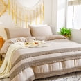 thumbnail image 2 of Move Over Handmade Tassel Bedding Sets Taupe Boho Macrame Tassle Duvet Cover Set King Three Layer Tassel Pattern Washed Microfiber No Filling, 2 of 9