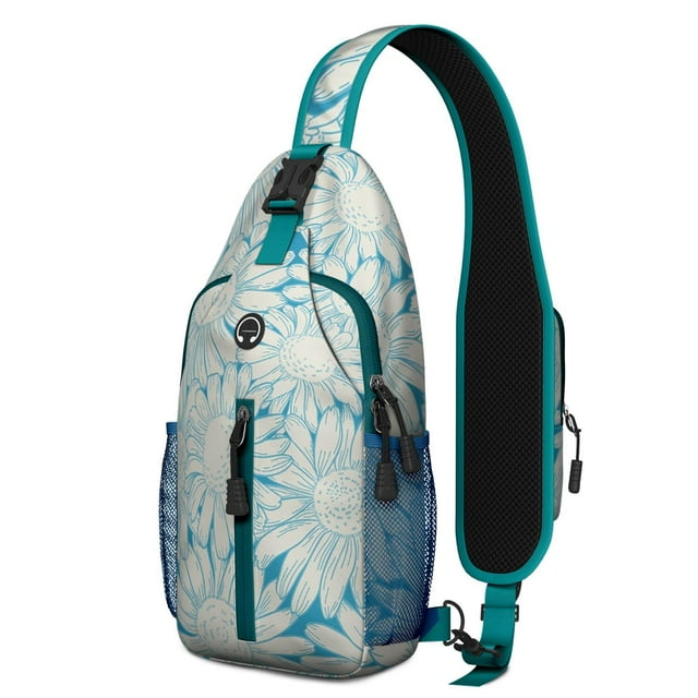 Sac à Bandoulière Mignon à Motif de Fleurs Sauvages avec Oeuvre de Marguerite, Multiples Compartiments, Bandoulière Ajustable, Sac à Dos Léger et Durable à Porter en Travers pour le Voyage, les Déplacements Quotidiens, Style Bohème Vintage