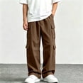 thumbnail image 5 of Boys Wide Leg Cargo Pants, Children Elastic Waist Casual Trousers with Cargo Pockets for Kids Hiking Outdoor Daily Activities Pants Brown 10-11T, 5 of 8