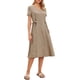 thumbnail image 2 of Vestido Casual de Verano Inspire Chic para Mujer, con Botones, Cuello en V, Manga Corta, Corte A, Midi, XL, Caqui, 2 of 6