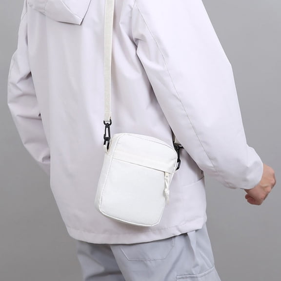 Small Messenger Bag for Men Women, Unisex Crossbody Bag Handbag Mini Mobile Wallet Crossbody Sling Bag Purse, White