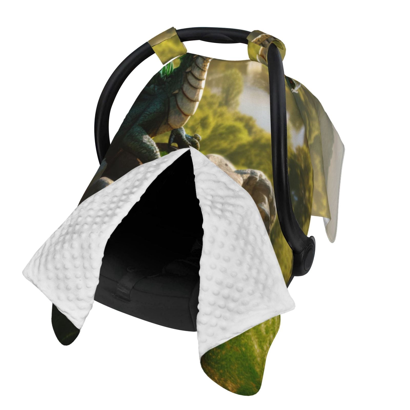 Naloa Deep Forest Stone Green Dragon Baby Car Seat Cover, Breathable Baby Carrier Cover, Multiuse Baby Carrier Cover & Nursing Breastfeeding Cover