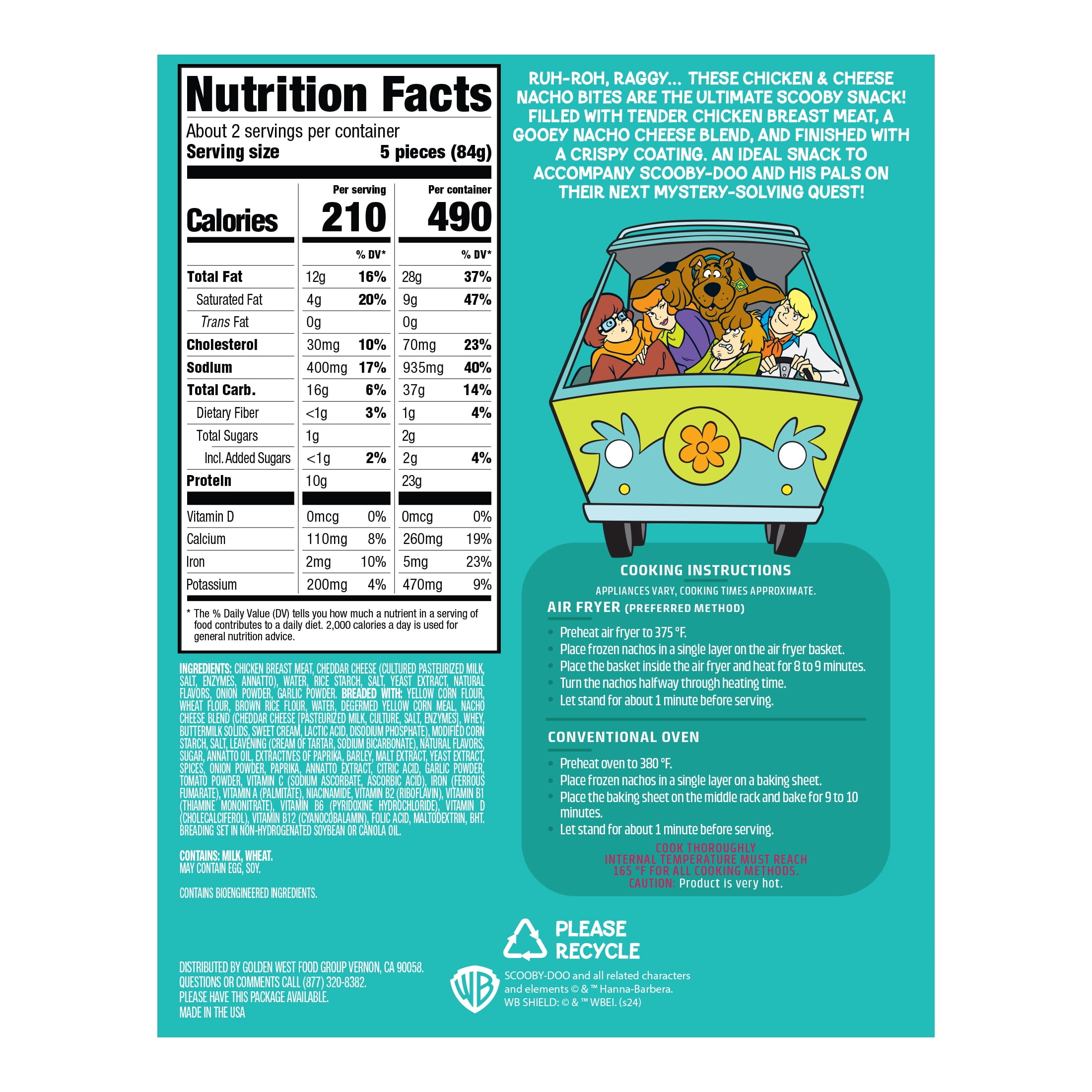 Scooby-Doo Nacho Chicken Bites, 7 oz Box (Frozen)