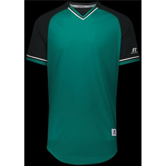 Russell R01X3B.09R.XL Youth Classic V-Neck Jersey - Aqua, Black & White - Extra Large
