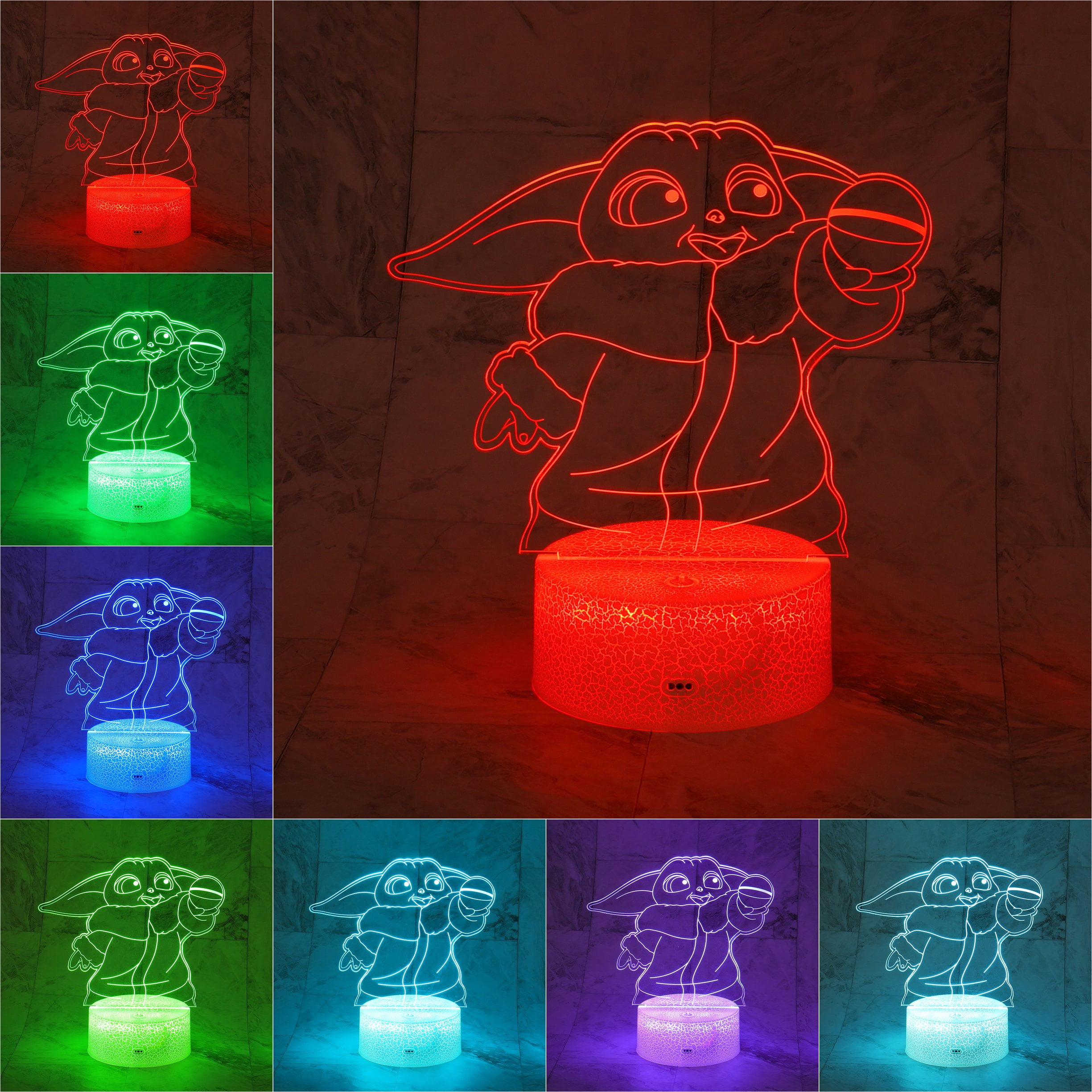 Acrylic Night Light Lamp Star Wars Inspired Baby Yoda Color Changing