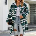 thumbnail image 4 of Jinhomg Women's Oversized Plaid Shacket Casual Comfy Long Sleeve Button Down Shirt Jacket 2026 Trendy Mid Length Boyfriend Coat Army Green M, 4 of 9