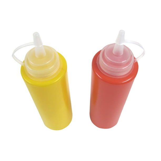 2pc Plastic Sauce Dressing Syrup Squeeze Bottle Set Squirt Condiment Dispenser