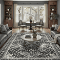 thumbnail image 3 of Machine Washable Area Rugs 5x7, Soft Low Pile Large Carpet Non Slip Stain Resistant Vintage Floral Rug for Living Room Bedroom- Black & Beige, 3 of 10