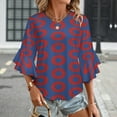 thumbnail image 3 of Phish Donut Women's V-Neck Blouse With 3/4 Ruffled Bell Sleeves Casual Top Ladies Blouses, 3 of 7