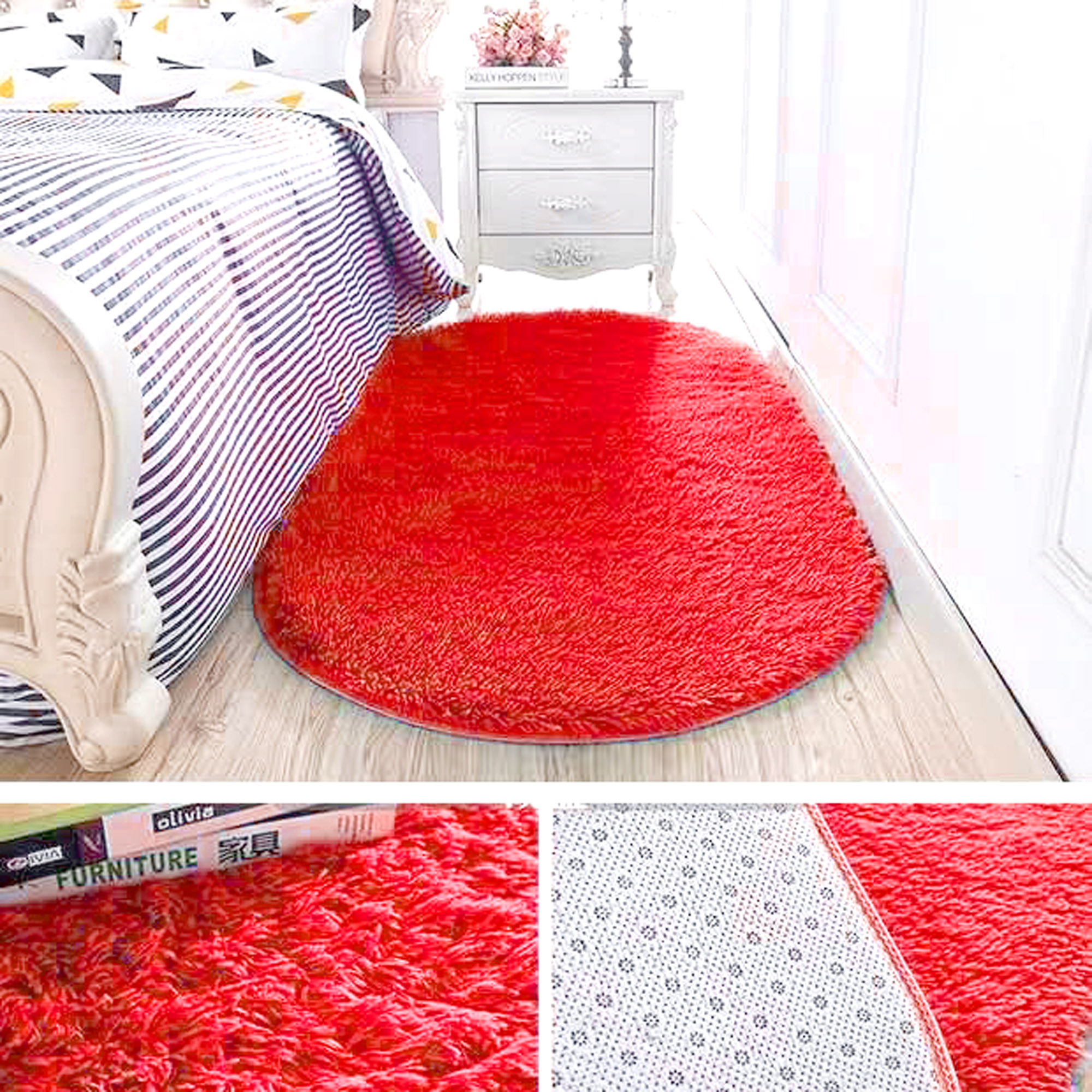 SAYFUT 31.4 x 64.9 Super Soft Oval Area Rugs Silky Smooth Bedroom Mats