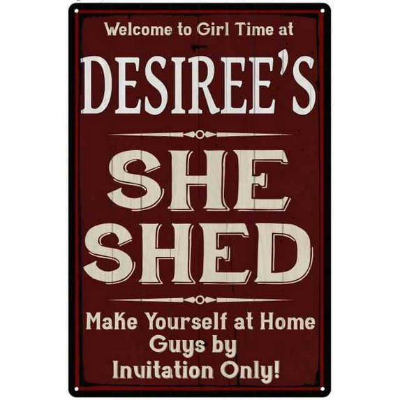 DESIREE'S She Shed Red Sign Lady Cave 8 x 12 High Gloss Metal 208120088428