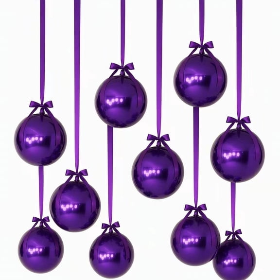 10 Pcs Purple 4D Foil Balloons Set, Metallic Round Mylar Balloons for Birthday, Wedding & Graduation Party Decor