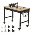 thumbnail image 1 of Adjustable Work Bench with Wheels, 2000 Lbs Capacity Rubber Wood Table Rolling Workbench Heavy Duty Workstation with Power Outlets and Swivel Casters 48"*24", 1 of 9