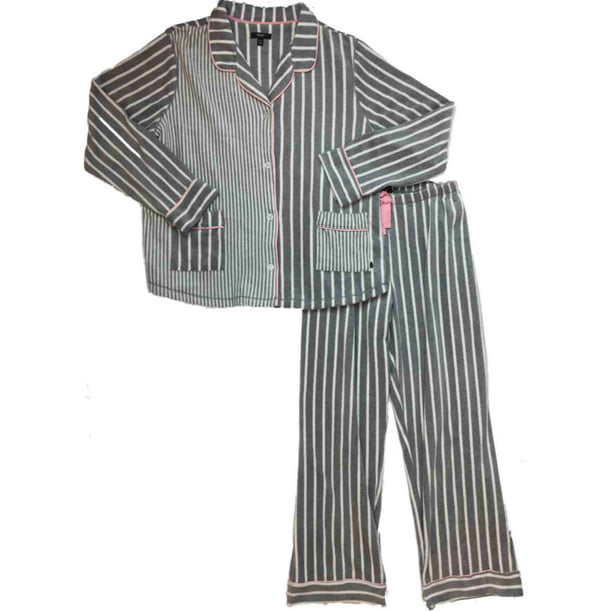 Simply Vera Vera Wang - Womens Gray Pink & White Striped Pajamas ...