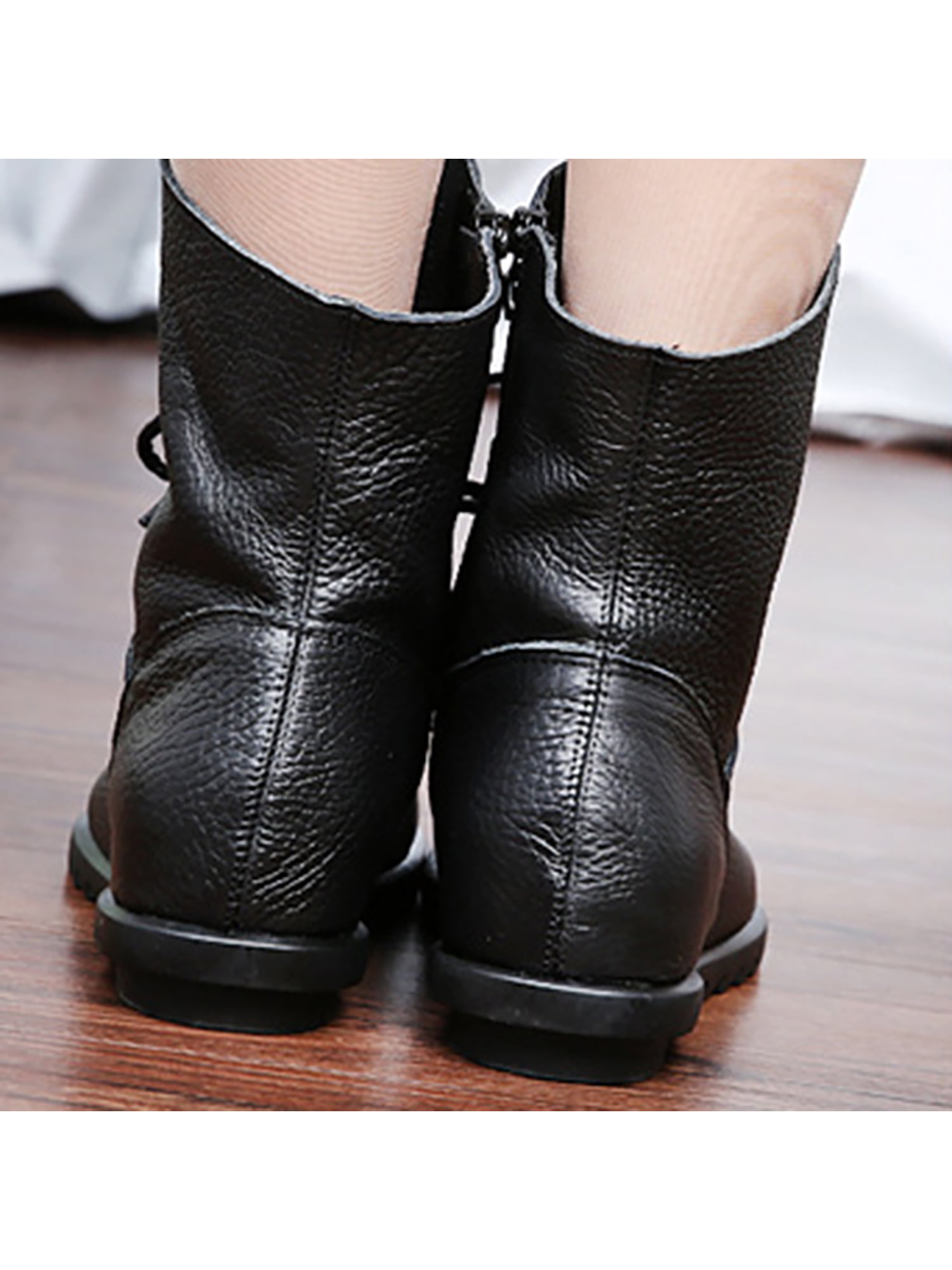 Amazon.com: ZBYY Womens Ankle Boots Fashion Comfortable Buckled Boots  Winter Round Toe Wide Width Mid Calf Boots Flat Heel Booties : Clothing,  Shoes & Jewelry