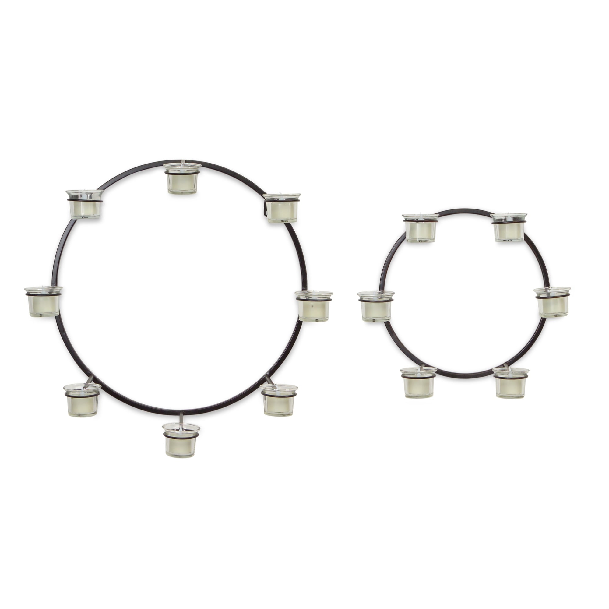 Wall Mount Votive Candle Holders (Set of 2) 18"D, 12"D Metal/Glass