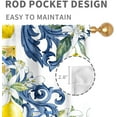 thumbnail image 3 of Yellow Lemon Kitchen Curtains, Vintage Retro Summer Fruit Blue White Floral Pattern Printed Window Drapes Treatments for Living Room Bedroom Bathroom Cafe 2 Panels, 84"x63" Inch, 3 of 5