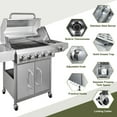thumbnail image 7 of Bestfire 5 Burner Propane Gas Grill with Side Burner,Stainless Steel BBQ Grill & Porcelain-Enameled Cast Iron Grates,58,000 BTU Cabinet-Style Cart Design for Outdoor Backyard Cooking,Garden and Patio, 7 of 7