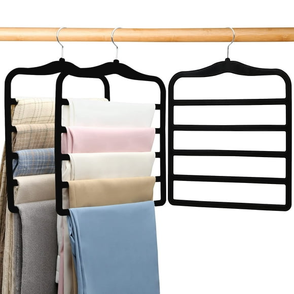 Organizadores de armario JUUBAOOPN, paquete de 3 perchas de terciopelo para pantalones