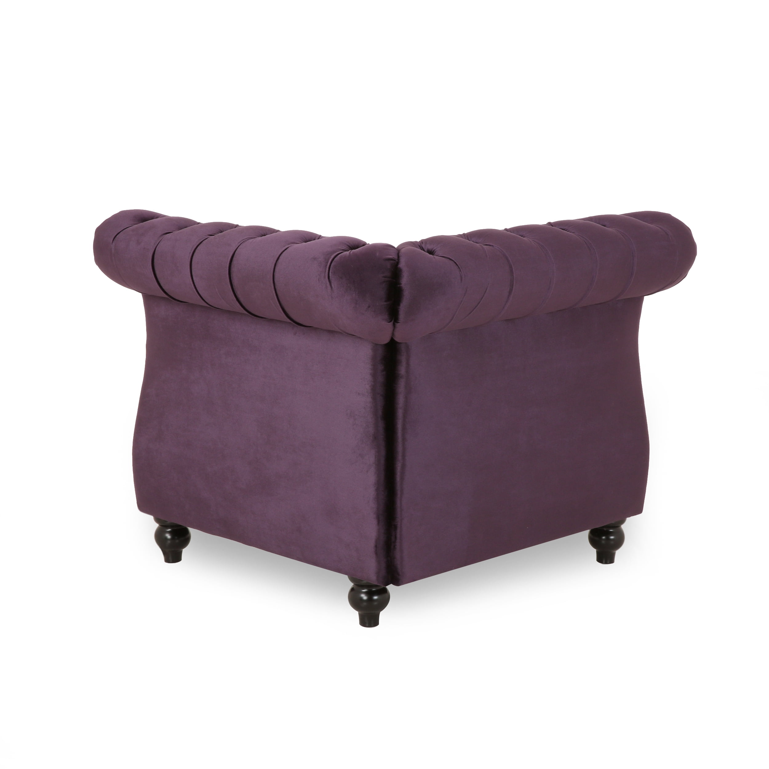 Noble House Jaymere 7 Seater Velvet Tufted Chesterfield Sectional, Blackberry
