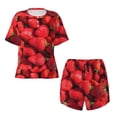 thumbnail image 4 of Qekee Strawberry Red Women's Pajama Set Short Sleeve Sleepwear Summer Home Wear with Pockets Soft Short Sleeve Shirt - Strawberry Red, 4 of 9
