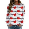 thumbnail image 1 of Gibobby Sudaderas para mujer Suéter de temperamento informal de manga larga con cuello redondo y estampado de amor para el día de San Valentín para mujer (Blanco, S), 1 of 4