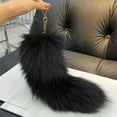 thumbnail image 4 of Fluffy Faux Fur Wolf Tail Keychain Black Red Purple Fox Tail Keyring Cosplay Costume Accessory for Women and Girls Perfect for Role Play and Fashion, 4 of 9