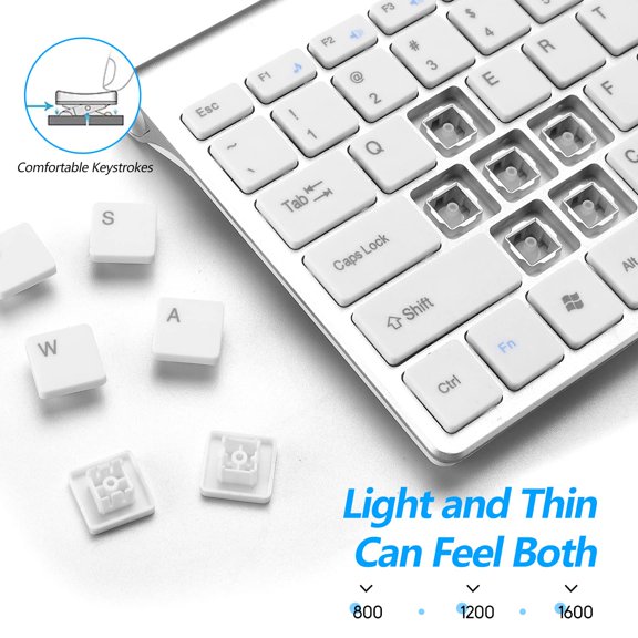 Wireless Keyboard and Mouse Combo, Compact Quiet Wireless Keyboard and Mouse Set 2.4G Ultra-Thin Sleek Design for Windows, Computer, Desktop, PC, Notebook, Laptop, Silver