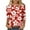 #68-Red, variant on Craaazy Women's Spring/Summer Hawaiian Print Loose Casual Round Neck 3/4 Sleeve T-Shirts Gifts