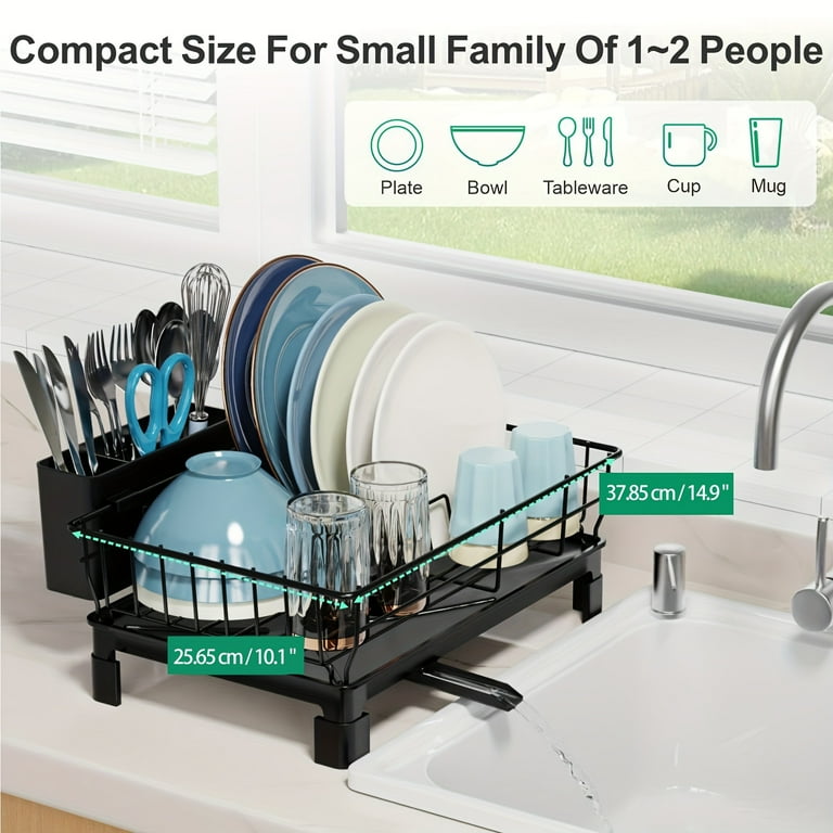 1pc Dish Rack Countertop Single Layer Dish Drying Rack Large Capacity Compact Dish Drainer With Utensil Holder And Drain Spout For Kitchen Countertop And Sink Kitchen Organizers And Storage Kitc Walma...