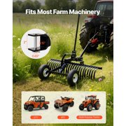 VEVOR 48in Landscape Rake, Pull Behind Lawn Rock Rakes for ATV Mower Tractors, 24 Durable Steel Tines, Adjustable Height & Angle, Heavy Duty Dethatcher Rake for Leaves Debris