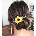 thumbnail image 4 of Sunflower Wedding Hair Vine Rhinestone Pearl Bridal Headband Hair Pieces Leaf Bride Hair Dress Flower Wedding Headpiece Crystal Hair Accessories for Women and Girls (1-Silver), 4 of 4