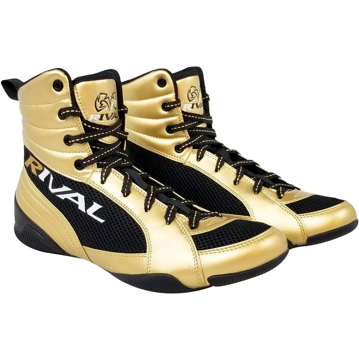 gold and black boxing boots