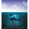 thumbnail image 3 of Ambesonne Underwater Duvet Cover Set, Wild Sharks in Sea, Twin, Violet Petrol Blue, 3 of 3