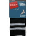 thumbnail image 2 of Hanes Originals Ultimate Women's, Ankle and No Show Socks, 6-Pack, Crew-Black White Stripe Assorted, 6 Pack, 5-9, 2 of 3