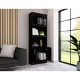 thumbnail image 2 of 71.10" High Black Double - Door Bookcase with Three Shelves / Versatile Storage for Reading Items, 2 of 2