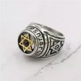 thumbnail image 3 of GKNET Jerusalem Six Point Hexagram Star of David Mens Stainless Steel Ring Size 7-13, 3 of 5