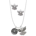thumbnail image 1 of Delight Jewelry Silvertone Texas State Seal Silver tone Guardian Angel Charm Necklace and Stud Earrings, 1 of 4