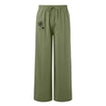 thumbnail image 4 of FhsagQ Female Women's Pants Summer Women Leisure Printing High Waisted Wide Leg Pants Fashion Drawstring Elastic Trousers Comfy Straight Leg Long Pants with Pockets Womens Casual Pants 36X29 XXL, 4 of 8