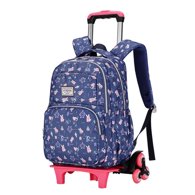 Trolley Backpack Creative 6-Wheel Big Capacity Rolling Backpack School Bookbag