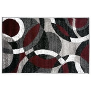 Contemporary Modern Circles Abstract Red 2' x 3' Indoor Area Rug