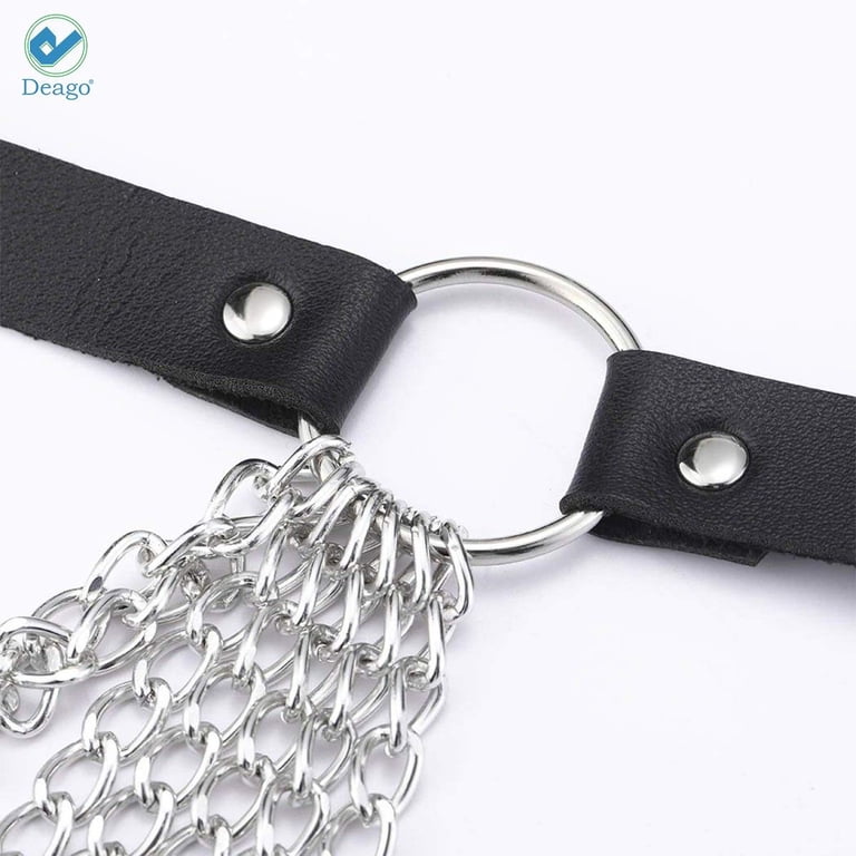 Deago Punk Black Waist Chain Belt Leather Layered Belly Body  display picture 2