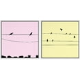 thumbnail image 3 of PixonSign Framed Wall Art Print Set Birds on Pink and Yellow Backgrounds Nature Wilderness Digital Art Modern Art Chic Group Colorful Multicolor for Living Room, Bedroom, Office - 24"x24"x2 White, 3 of 5