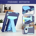 thumbnail image 3 of Tarise for iPad 10th Generation Case with Pencil Holder & Kickstand, Shockproof Drop Proof Kids Friendly Rugged Full Body Protective Case Cover for Apple iPad 10.9 Inch 10th Gen 2022, Navy+Blue, 3 of 7