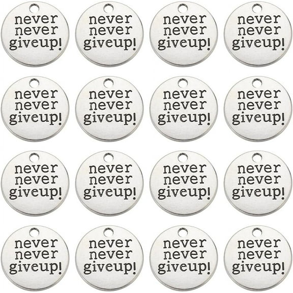 1Box 50Pcs Inspirational Words Charm Silver Motivational Charms Bulk Letters Message Vintage Alloy Saying Charm Charms Supplies DIY Necklace Bracelet Earrings Craft Gifts