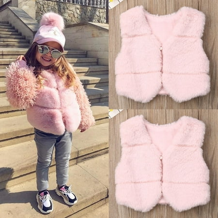 Girls pink fur best sale vest