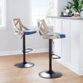 thumbnail image 2 of The Gray Barn  Charlotte Adjustable Bar Stool with Rounded Rectangular Footrest (Set of 2) Blue Fabric/White Wash/Black, 2 of 5